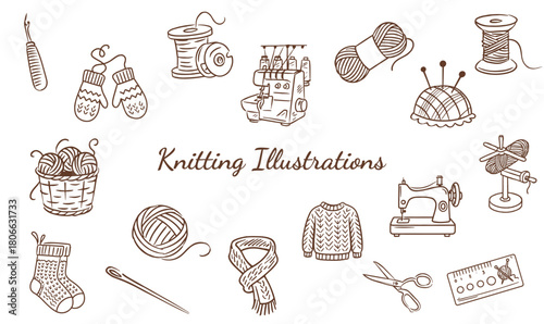 Hand-Drawn Knitting Illustration | Cozy Yarn Clipart | Handmade Sweater & Needles Drawing | Craft & DIY Art