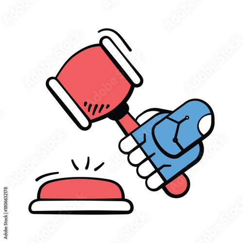 Han drawn icon of AI automation in legal processes and digital justice