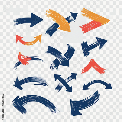 Artistic Brush Stroke Arrows Collection for Creative Design