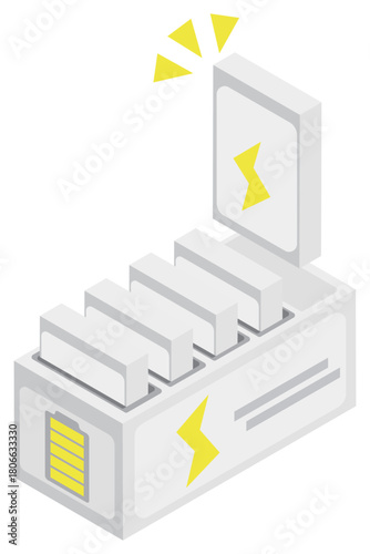 アイソメトリックなレンタル用のモバイルバッテリーのイメージ素材