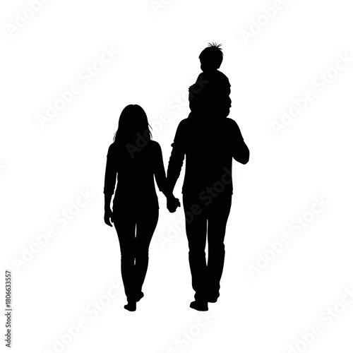 Silhouette of a married couple with their child