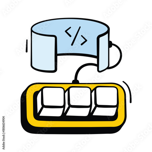 Checkout this hand drawn icon of vr programming