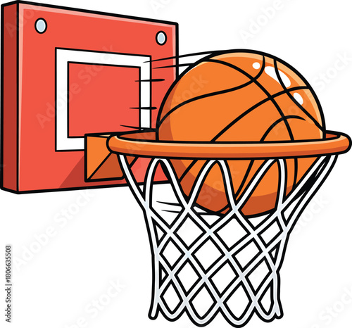 Basketball hoop vector illustration, Basketball icon, basketball ring logo, basketball hoop and net vector isolated on white background