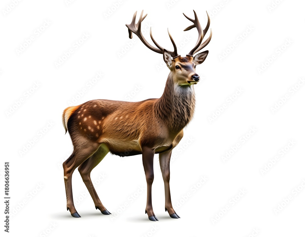 Fototapeta premium Hirsch auf Weiß