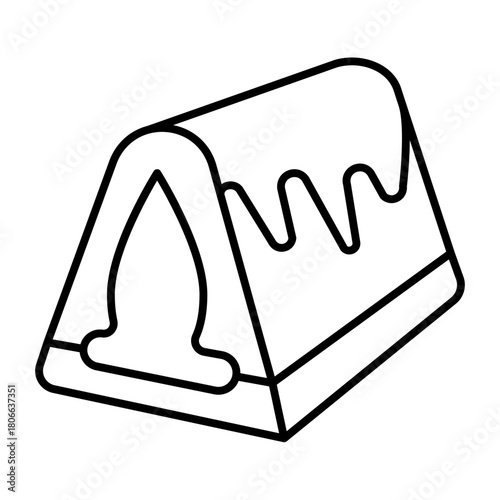 Candy with conical shape thin line icon, desert sweets concept. Vector graphics. Candy with liquor filler sign on white background, style icon mobile or web design.