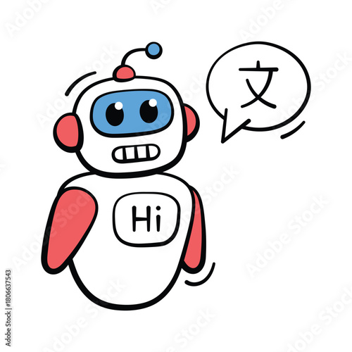 Smart AI translating spoken language in real time, modern vector