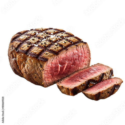 Grilled Beef Steak Medium Rare Marbled Cut Slices Juicy Delicious Cooked