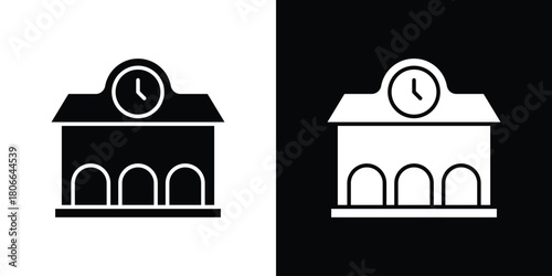 Train station building icon design concepts. Clipart design set
