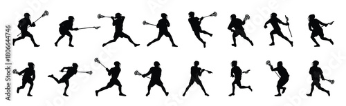 Lacrosse player silhouettes set