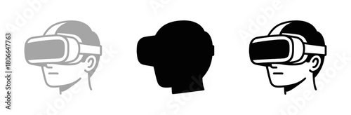 Virtual Reality Headset Icons Showing User Experience of VR Technology