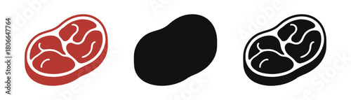 Meat Cuts Three Icons in Silhouette Style for Butcher Shop