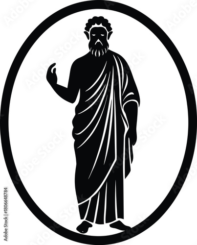 Ancient greek philosopher silhouette icon