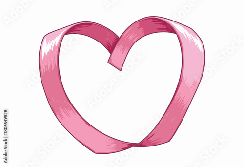 Illustration of a pink ribbon forming a heart shape symbolizing awareness, support, and compassion for a meaningful charitable cause or health-related campaign