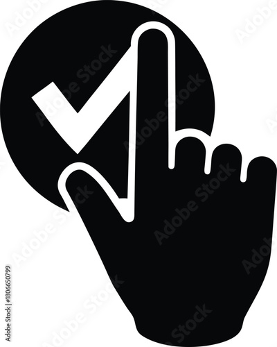 Fingerprint with checkmark icon for voting and approval