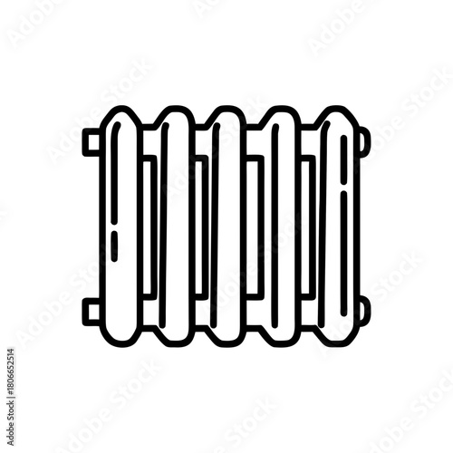 Radiator with six vertical bars in a minimalistic line design  