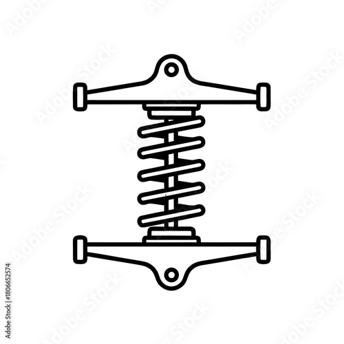 Suspension system component in black and white line art style  