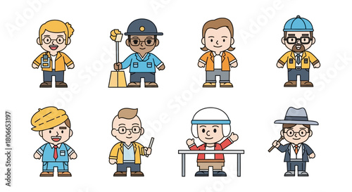 Collection of Illustrated People with Different Professions and Hobbies