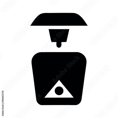 Minimal pump dispenser or perfume bottle vector icon 