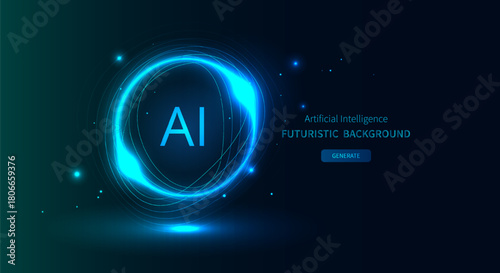 AI Artificial Intelligence Technology - Futuristic Digital Network and Cyber Innovation Vector Illustration