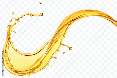 realistic fresh liquid honey or oil splash in curve style isolated on transparent background
