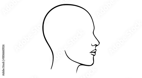 Simple black and white line drawing of a human head profile, showing facial features.