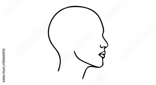 Simple black and white outline drawing of a human head in profile, showing facial features.