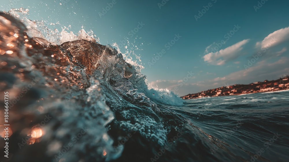 Fototapeta premium huge ocean wave captured at water level