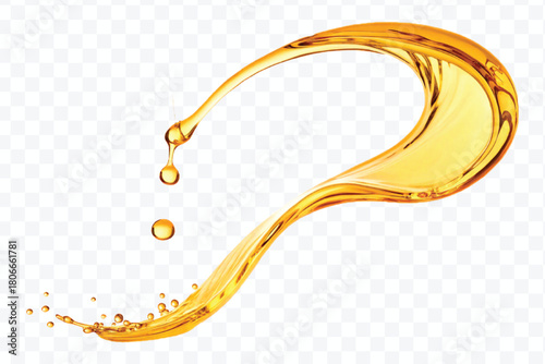 realistic fresh liquid honey or oil splash in curve style isolated on transparent background