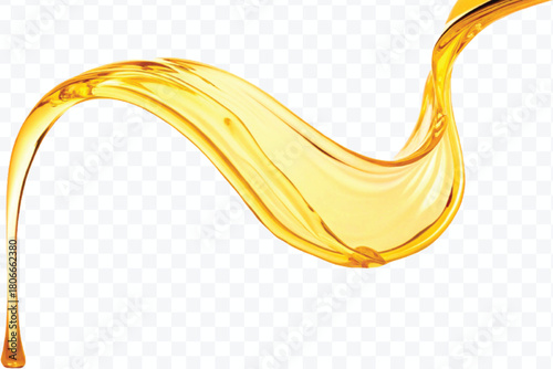 realistic fresh liquid honey or oil splash in curve style isolated on transparent background