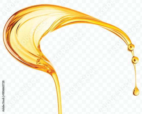 realistic fresh liquid honey or oil splash in curve style isolated on transparent background