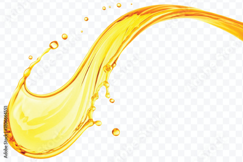 realistic fresh liquid honey or oil splash in curve style isolated on transparent background