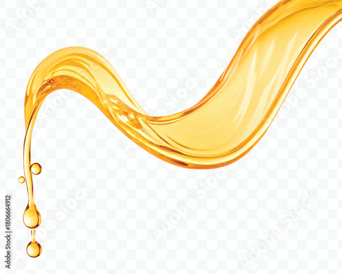 realistic fresh liquid honey or oil splash in curve style isolated on transparent background