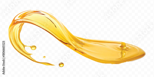realistic fresh liquid honey or oil splash in curve style isolated on transparent background