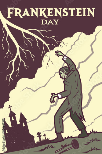 Frankenstein illustration for halloween