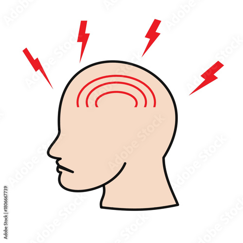 human headache medical icon with brain minimalist icon useful for healthcare projects minimalist color.eps