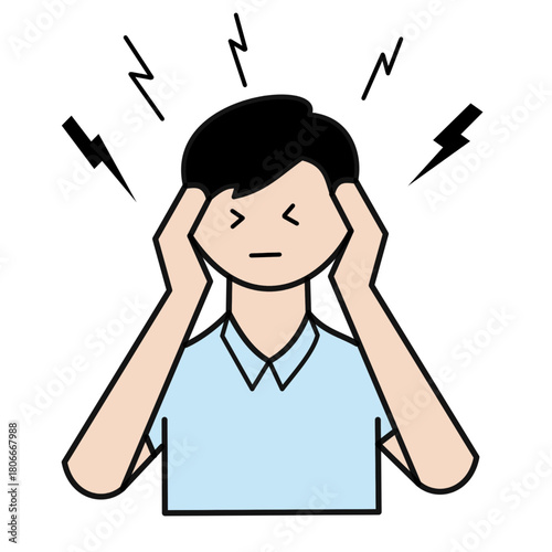 minimalist color flat icon man with headache useful for healthcare industry.eps