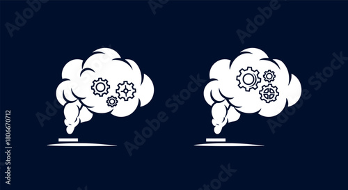 Creative concept of cloud computation and innovation with gear symbols