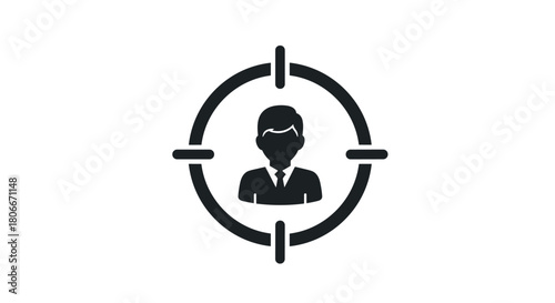 Target audience concept: focused silhouette icon in black and white