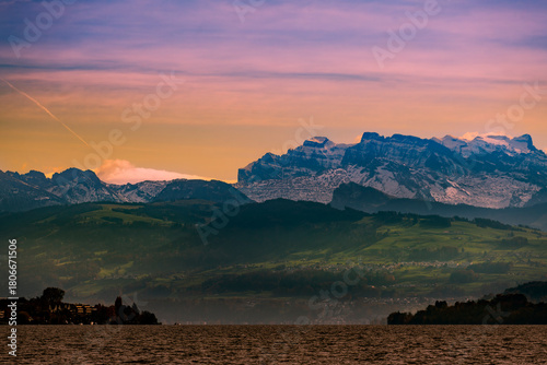 sunset over the mountains