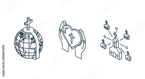 Faith and community: global church concepts in isometric design