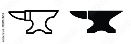 Anvil icon. Attribute of a blacksmith or forge. Symbol of forging weapons or armor. Place of forging iron or metal. Blacksmith tool.