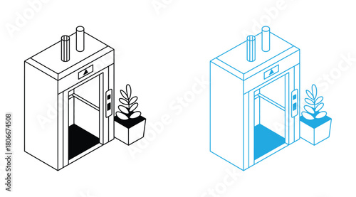 Elevator lift vector icon. Elevator sign entrance building office, lift level