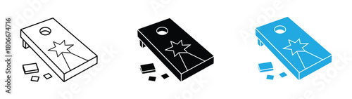 Cornhole Boards Clip Art Illustration Most Biggest Bundle Set, Unique Sport Cornhole colorful Isolated outline, Cornhole Black Color And White Background.