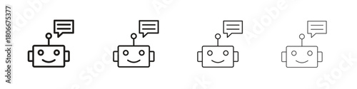 Chatbot speech bubble icons. Simple solid style. thin stroke line icons