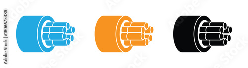 Optical Fiber cable icon for communication technology and connecting concept Vector Illustration. Network conceptual. Future Technology With High speed Internet Large data transfer . EPS 10