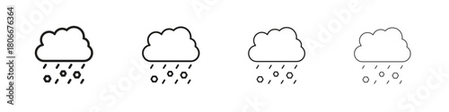 Cloud hail icons. Simple solid style. thin stroke line icons