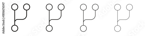 Code Fork icons. Simple solid style. thin stroke line icons