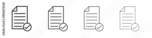 Compliance document icons. Simple solid style. thin stroke line icons