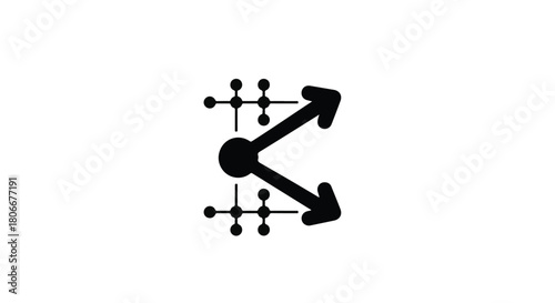Abstract representation of growth and direction with branching elements and arrows.