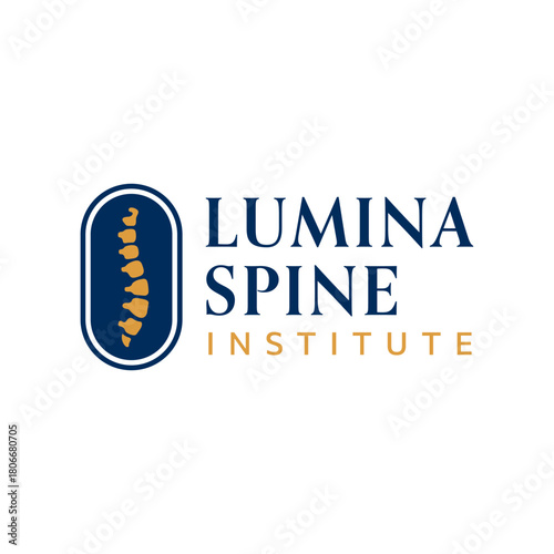 Elegant spine emblem with modern serif typography for medical, wellness, and orthopedic branding. Professional health logo concept. Editable Vector File
